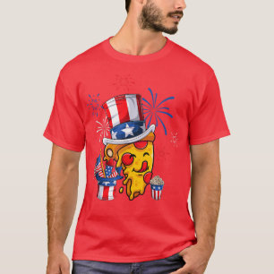 Pizza US American Flagga Rött vitt blått Hat Firec T Shirt