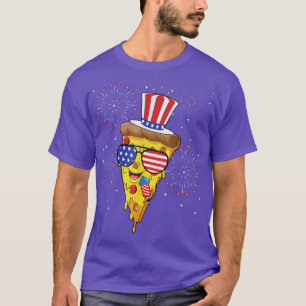 Pizza Us Flagga Hat Firecracker 4:e juli Livsmedel T Shirt