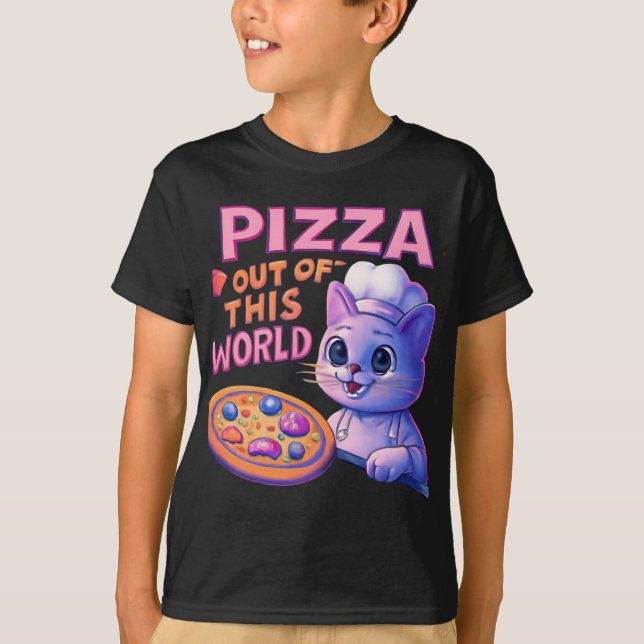Pizza: ut ur den här världen | Space Chef Cat T Shirt (Framsida)