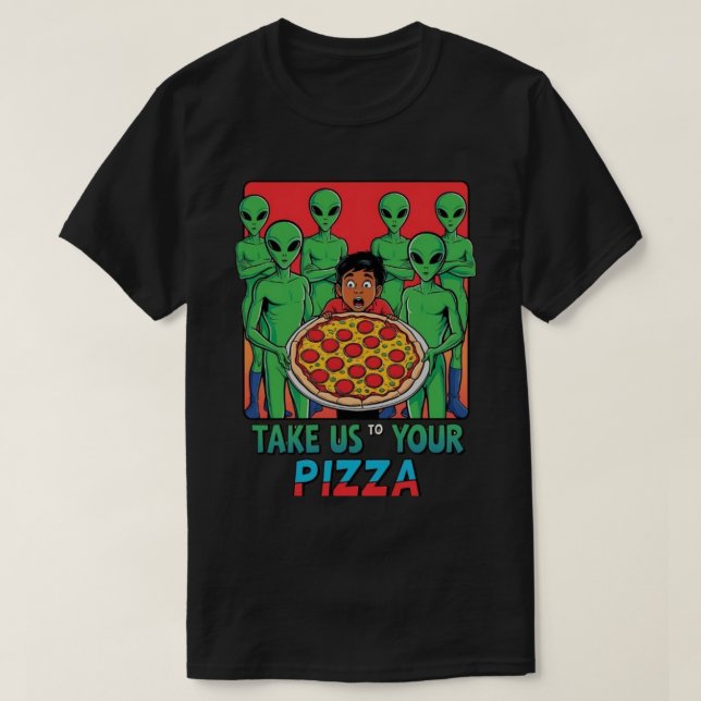 Pizza Utomjordingar blk Manar T Shirt (Design framsida)