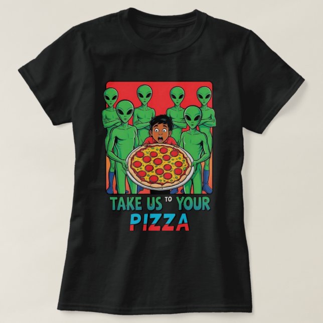 Pizza Utomjordingars blk Womens T Shirt (Design framsida)