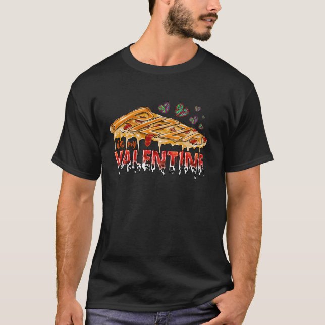 Pizza Valentines day Heart Fast Food Älskare Manar T Shirt (Framsida)
