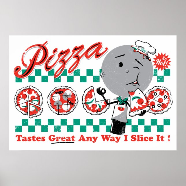 Pizza valfritt sätt att segmentera den retro-utskr poster (Framsidan)