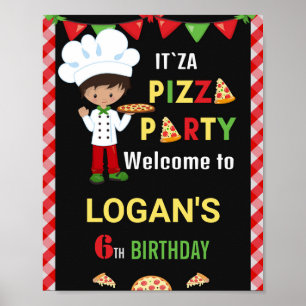 Pizza välkommen party-signalen Italienska pizzeria Poster