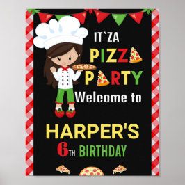 Pizza välkommen party-skylt, italiensk födelsedags poster