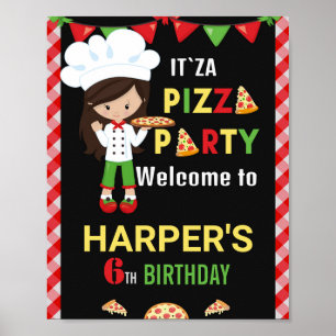 Pizza välkommen party-skylt, italiensk födelsedags poster