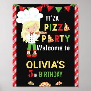 Pizza välkommen party-skylt Pizza matar party Poster