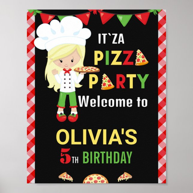 Pizza välkommen party-skylt Pizza matar party Poster (Framsidan)