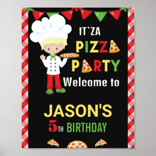 Pizza välkommen party-skylt Pizza matar party Poster