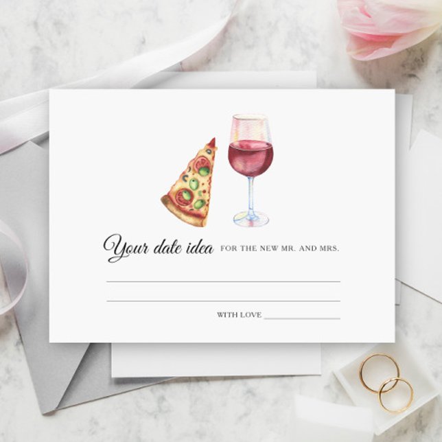 Pizza & Vin Bröllopsdusch Datum idéer för kvällen Tilläggskort (Skapare uppladdad)