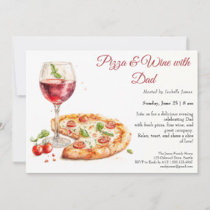 Pizza & Vin Natten - Far Dag Party Inbjudningar