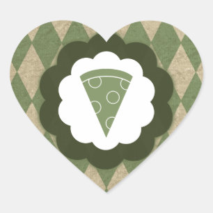pizza vintage hjärtformat klistermärke