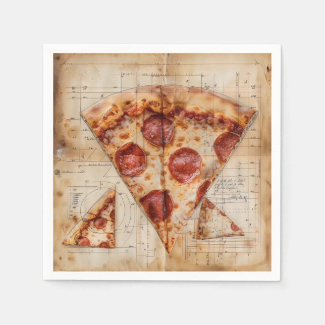 Pizza Vintage Ritning Pappersservett (Framsidan)