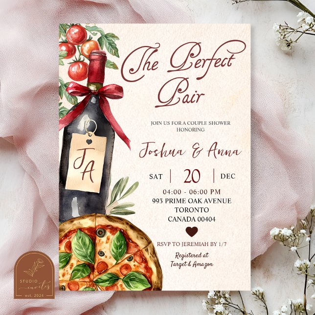 Pizza Wine Perfect Pair Bridal Shower Inbjudningar (Skapare uppladdad)