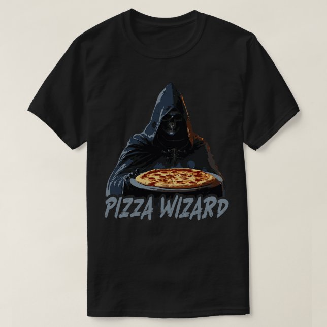 Pizza Wizard Grim Reaper Pizza Älskare T Shirt (Design framsida)