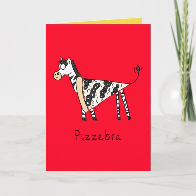 Pizza Zebra Cute Kids Animal Kort (Framsida)