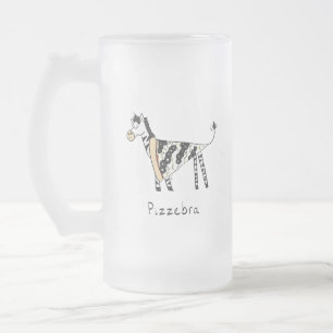 Pizza Zebra Cute Kids Tecknad Frostat Ölglas