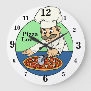 Pizzaälskare som kök tar tid på med, numrerar stor klocka