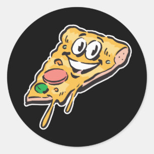 pizzabagsskivor från lycklig ansikte runt klistermärke