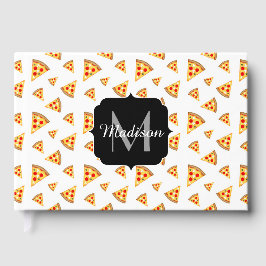 Pizzabinor av coola och roligt, vita mönster Monog Gästböcker