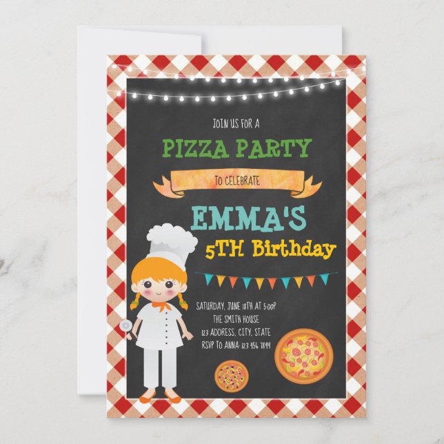 Pizzadanandefödelsedagsfest inbjudan (Framsida)