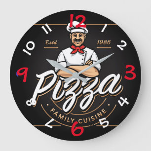Pizzadesignväggen tar tid på med numrerar stor klocka