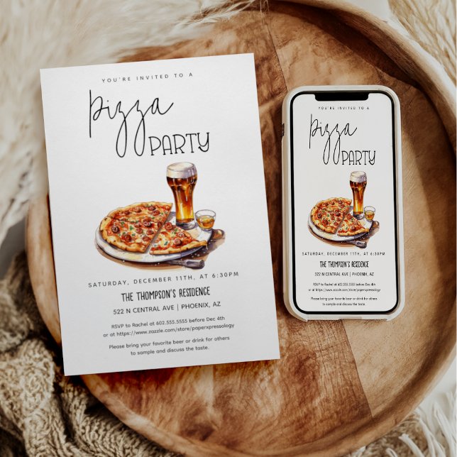 Pizzafest Alla tillfällen Partypizza Nattfest Inbjudningar (Skapare uppladdad)