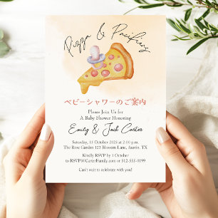 Pizzafest Bebis Shower Napp Vattenfärg Söt Inbjudningar