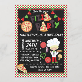 Pizzafest Blond Pojke Barnkalas Inbjudningar