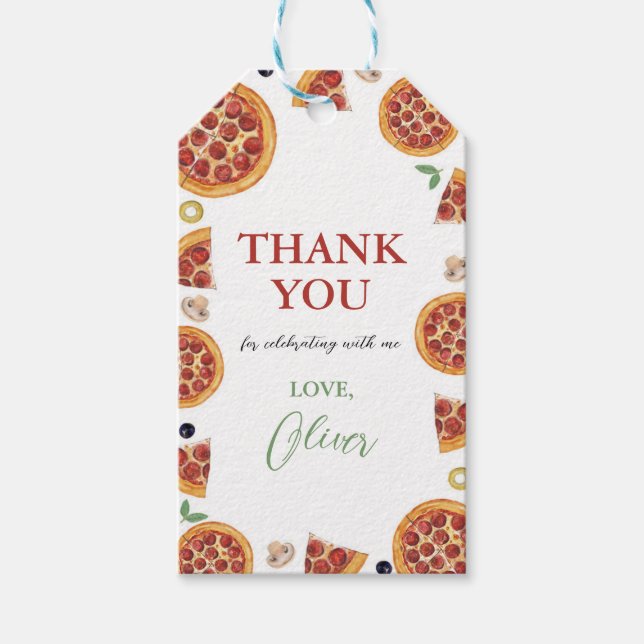 Pizzafest, en rolig skiva presentetikett (Framsidan)