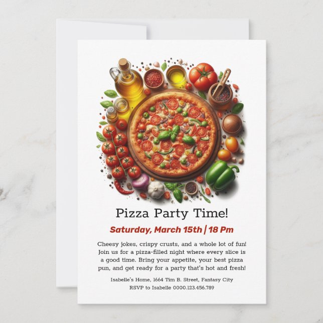 Pizzafest  En skiva av kul väntar Inbjudan (Framsida)