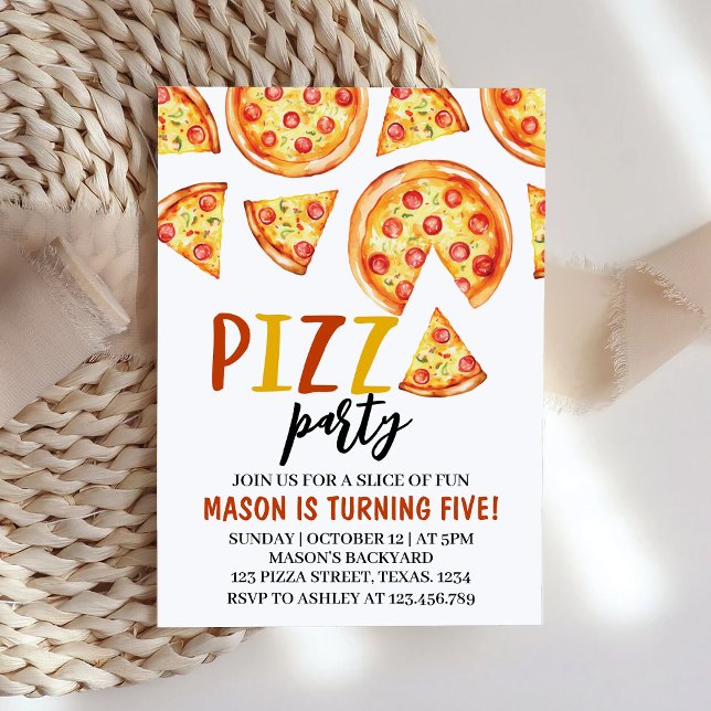 Pizzafest Firande Födelsedagsinbjudan Inbjudningar (Skapare uppladdad)