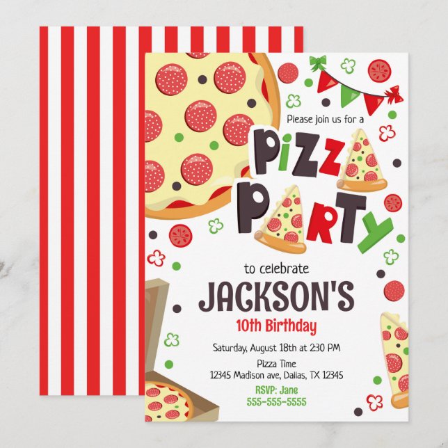 Pizzafest Firande Inbjudan Barn Pizzafest (Fram/baksida)