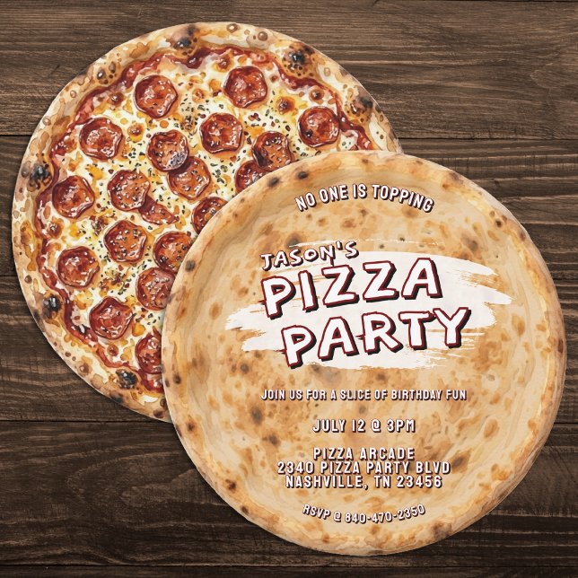 Pizzafest Födelsedagsbarn Inbjudningar (Skapare uppladdad)