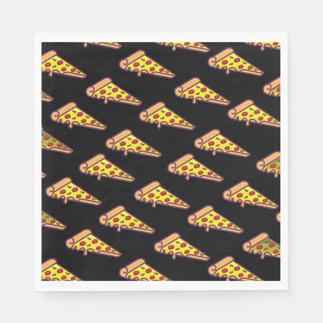 Pizzafest födelsedagsdekoration | Roligt pizzaskiv Pappersservett (Framsidan)