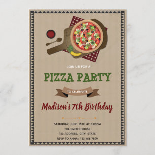 Pizzafest födelsedagsinbjudan inbjudningar