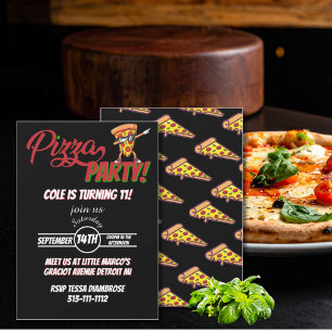 Pizzafest födelsedagsinbjudan   Roligt pizzatema  Inbjudningar