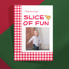 Pizzafest för barnkalas tack kort