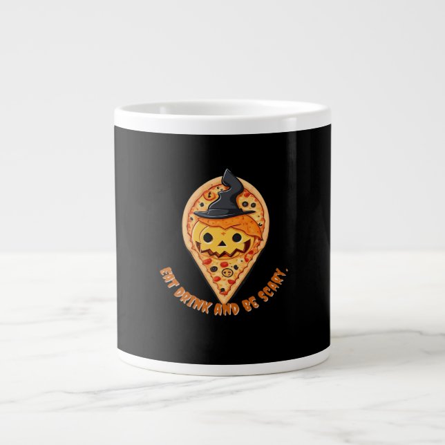 Pizzafest Halloween Pumpa Häxhatt Nödvändig Jumbo Mugg (Framsidan)