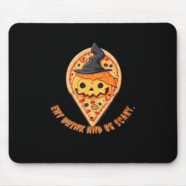 Pizzafest Halloween Pumpa Häxhatt Nödvändig Musmatta (Framsidan)