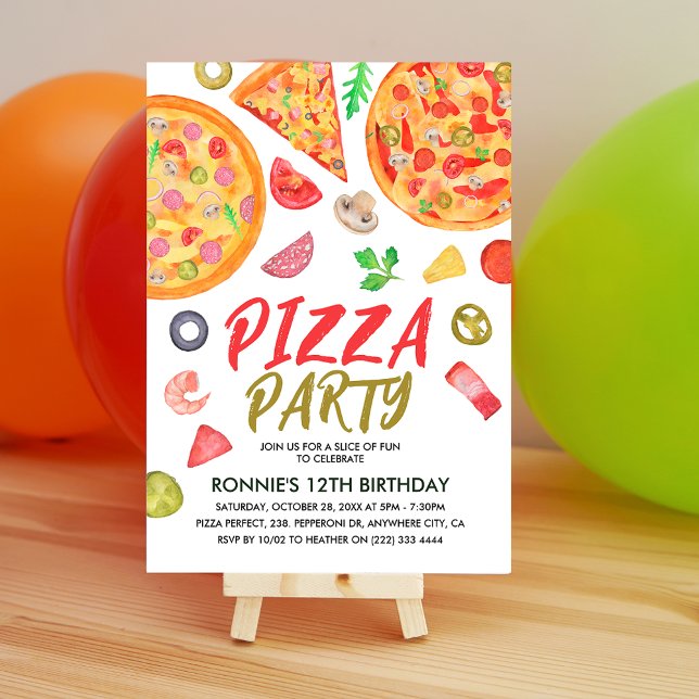 Pizzafest Italienskt Kul Barnkalas  Inbjudningar (Skapare uppladdad)