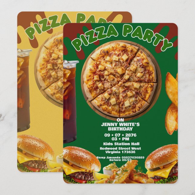 Pizzafest Temat Inbjudan (Fram/baksida)