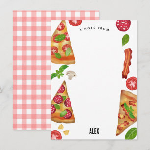 Pizzafesttema Vattenfärg Födelsedag Barn Anteckningskort