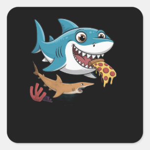 Pizzahaj Fyrkantigt Klistermärke