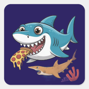 Pizzahaj Fyrkantigt Klistermärke