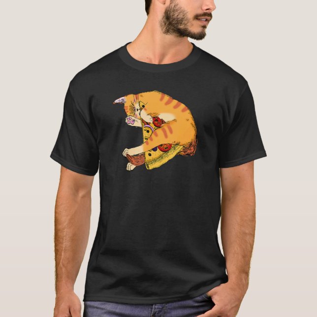 Pizzakonsumerande Gingerkatt Pepperoni Pizzabit Ka T Shirt (Framsida)
