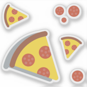 Pizzaost och pepparoni kul barn retro set klistermärken