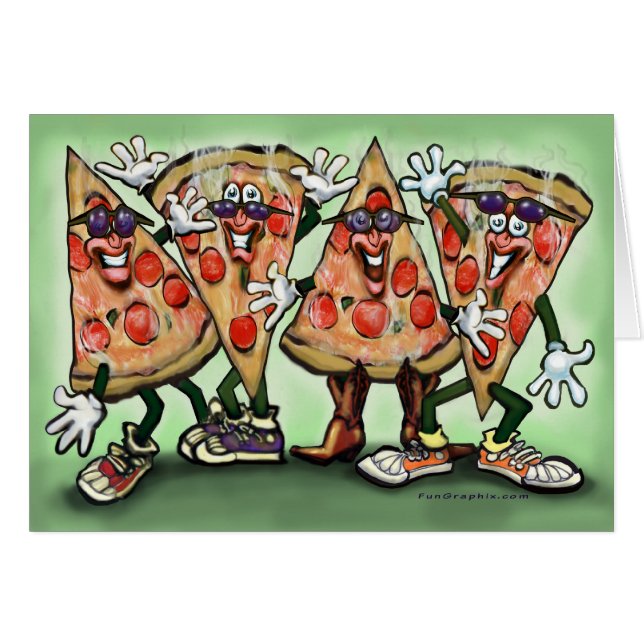 Pizzaparty Hälsningskort (Framsidan Horizontal)