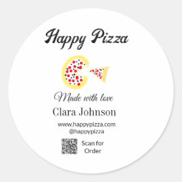 Pizzarestaurang café pizzeria skanna QR-kod bestäl Runt Klistermärke