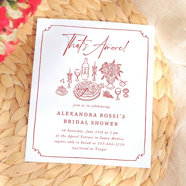 Pizzas och vin med förtrollning - Bröllopsdusch-in (Card Front Mock-up)